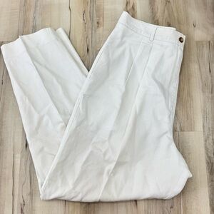 Vintage Talbots High-Waisted Linen Trousers white lined Sz 16